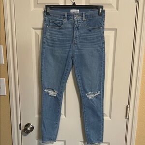 LOFT Light Blue Ripped Skinny Jeans